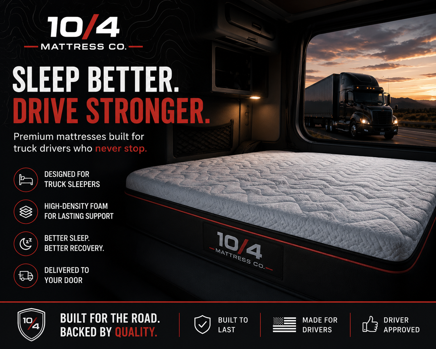 10/4 Mattress Co Comfort Series 38x80 truck sleeper cab replacement mattress